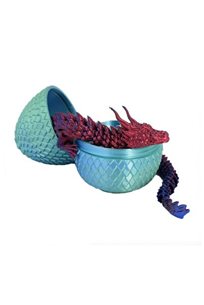 Sani Figurine Sani, Dragon in Egg 90 x 115 mm, Light Blue, Green, Blue, Red