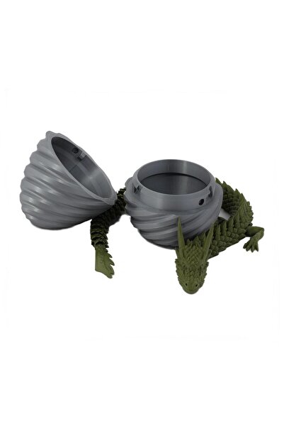 Sani Figurină, Dragon în Ou Spiral 90 x 120 mm, Argintiu, Verde Închis