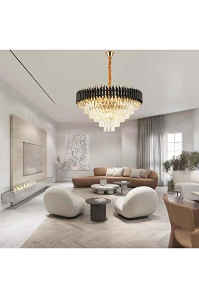 genric New Crystal Pendant Light Black and Gold 40 cm