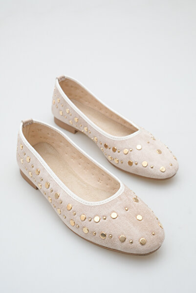 meyra'nın ayakkabıları Women's Stoned Daily Ballerina Shoes Tan Suede