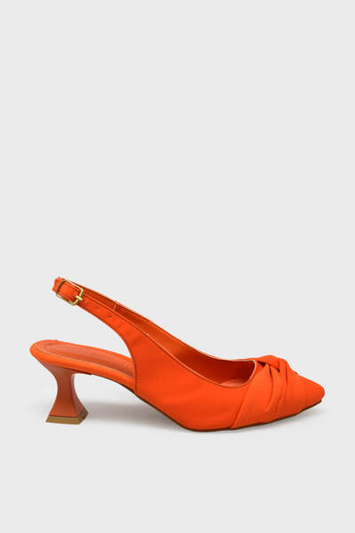 kanuga Women's Summer High Heel Shoes Orange Satin Bb2023-14