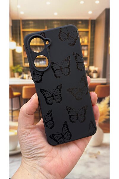 Vip Case Vivo Y18 Compatible Black Butterfly Patterned Silicone Shock-Absorbi...