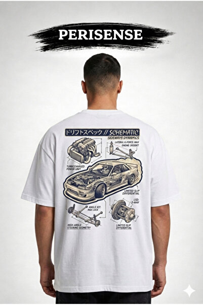 PERISENSE Tricou unisex oversize din bumbac pieptănat premium, cu imprimeu cu...