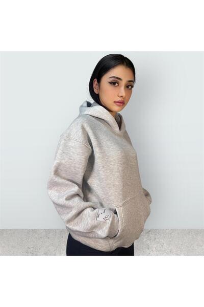 Gri Oversize İçi Polarlı Sweatshirt