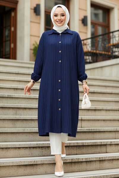 N.S NEVA STYLE Μπλε ναυτικό χιτζάμπ με κουμπιά 45071L