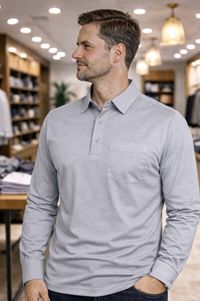 YAKAMEL Cămașă cu mânecă lungă pentru bărbați, cu nasturi, cu buzunar la gule...