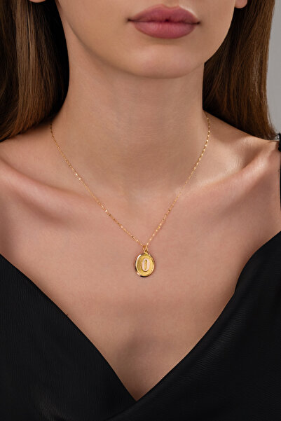 Zeynepli gold & jewelry 14 AYAR ALTIN OVAL O HARFLİ KOLYE