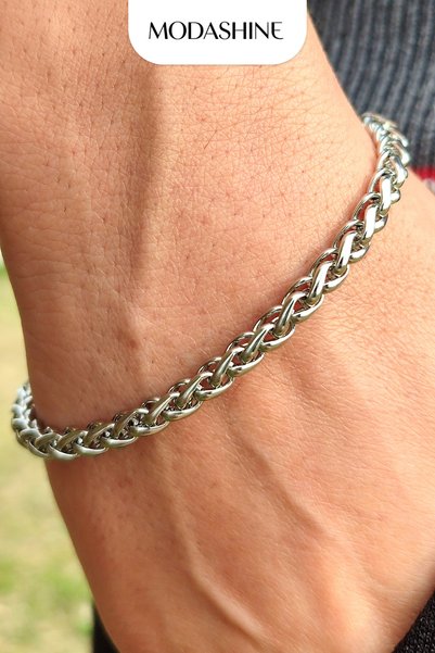 ModaShineShop Non-Tarnish Thick Chain Bracelet – Unisex Stainless Steel Stylish Design