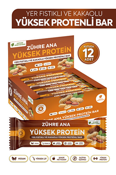 Zühre Ana Yer Fıstıklı ve Kakaolu Yüksek Proteinli Bar, Şeker İlavesiz 40 gr ...