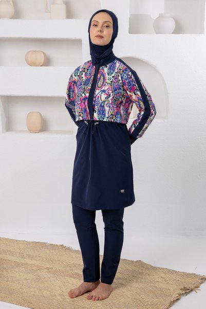 Adasea Helens Stretch Fabric Long Sleeve Hijab Swimsuit 1213