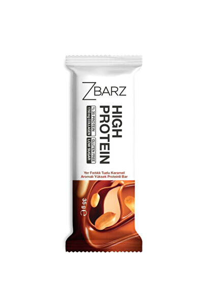 Zbarz Yer Fıstıklı Tuzlu Karamel Aromalı Yüksek Protein Bar 12 li