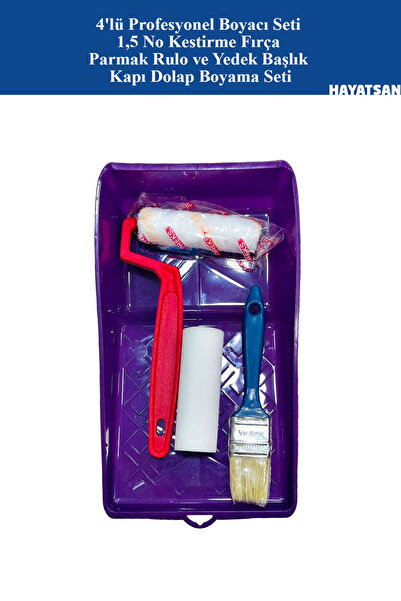 HAYATSAN Profesyonel Kapı Dolap Mobilya Boyama Seti 4 Parça Yedekli Rulo Fırç...
