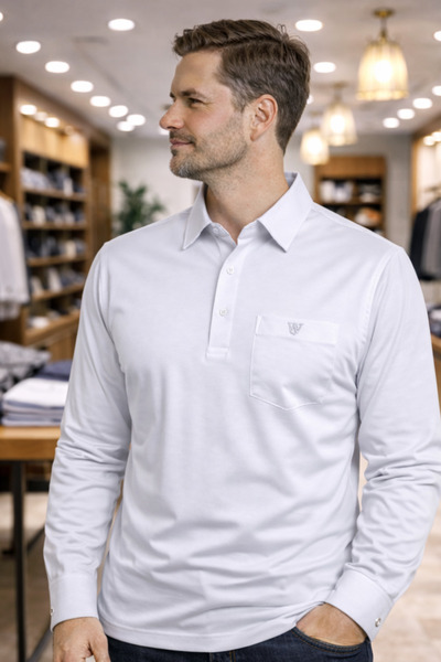 YAKAMEL Cămașă cu mânecă lungă pentru bărbați, cu nasturi, cu buzunar la gule...