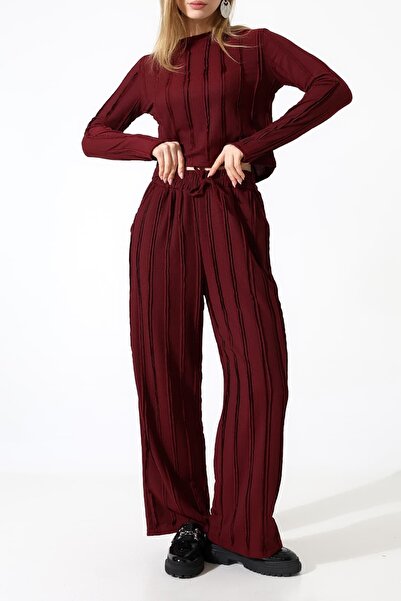 Sabr Set cu guler rotund de degete cu volane – Pantaloni cu șnur elastic