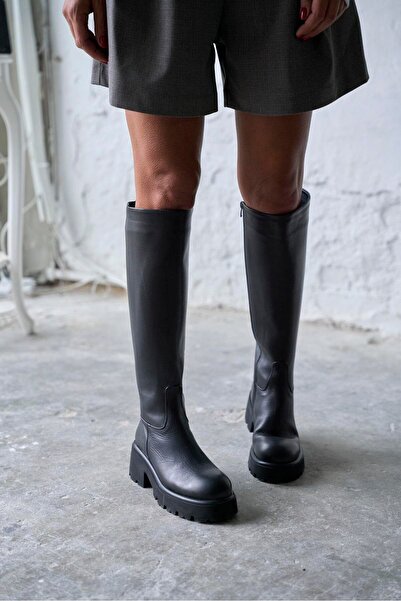 PELİN'İN AYAKKABILARI VELORA SİYAH DERİ ÇİZME