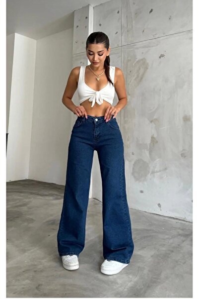 LA TUBA Women's High Waist Flexible Palazzo Jeans Pants