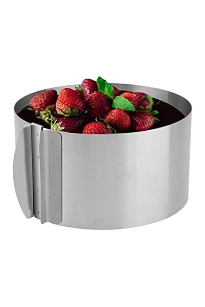 Homerest Paslanmaz Çelik Yuvarlak Ayarlanabilir Kek Kalıbı - Pandispanya Past...