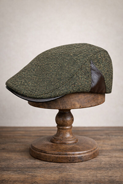 Külah Leather Trim Wool Blend Men's Flat Cap Hat |   Adjustable |   Classic W...