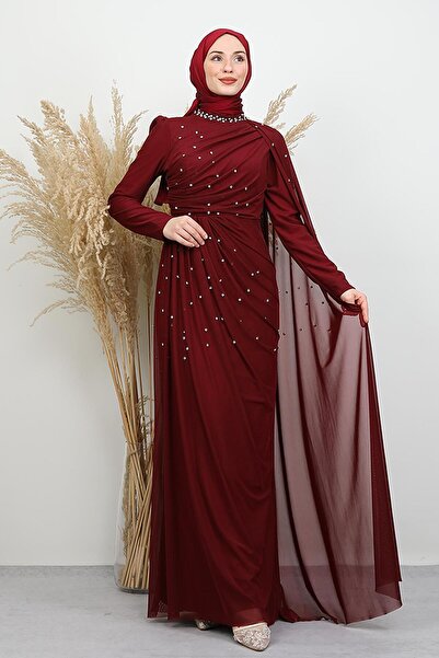 Principle Tulle Evening Dress Claret Red