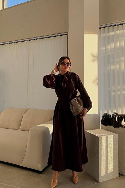 ELVAN TOLON Rochie cu detaliu guler prune