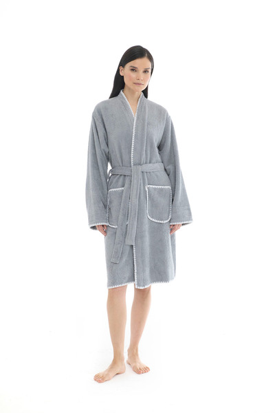 Seritaine Halat de baie Athena Kimono pentru femei - gri bumbac 100%