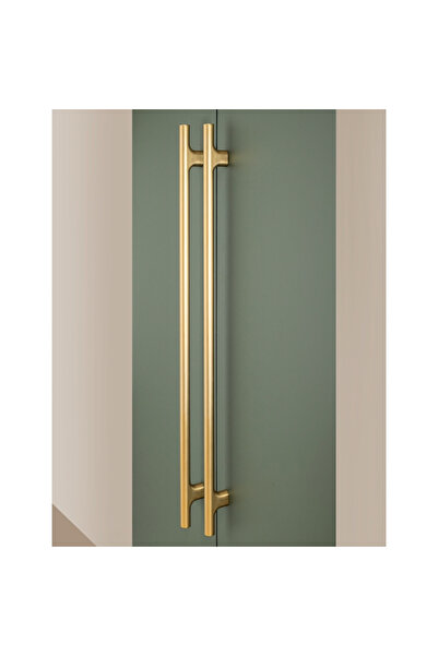 System 9745 Düz Çekme/Sürgü Kapı Kolu Altın Saten Renk 19 cm (iki delik arası...