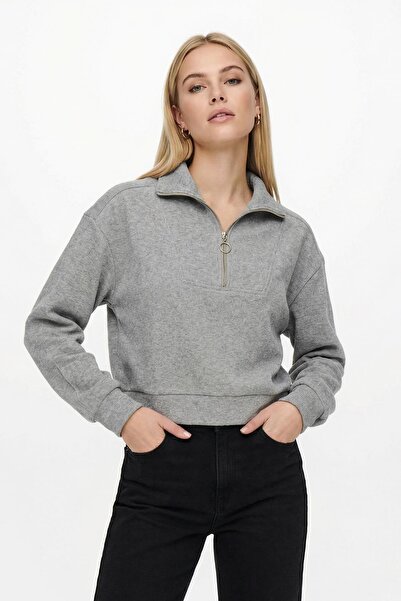 Rays Zipper Detail Sweater Gray 3065A