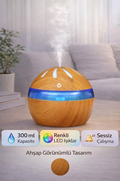 EXENAR Ahşap Tasarımlı Aroma Koku Difüzörü Mini Hava Nemlendirici Buhar Makin...