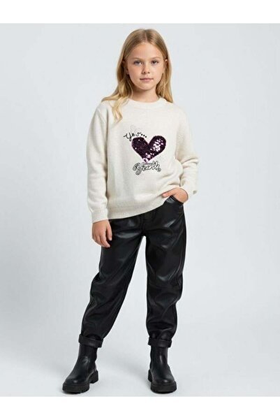 Zekids Girl's Rotating Sequin Heart Sweater