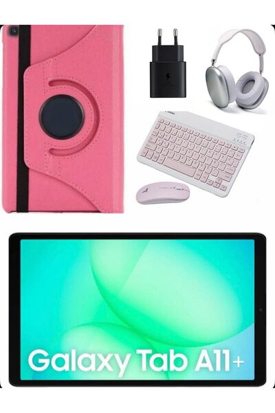 Samsung Galaxy Tab A11 Plus 6gb 128gb 11 inç Kulaklık + Pembe Kılıf + Şarj Ba...