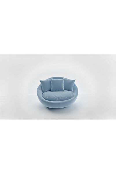 BOZKOÇ Ruby Yuvarlak 360° Döner Berjer Kadife Tekli Koltuk Modern Konforlu