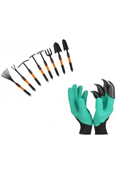 OEM Set of 7 Garden Tools + Gardening Gloves with Claws