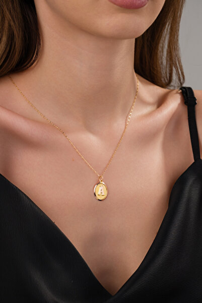 Zeynepli gold & jewelry 14 AYAR ALTIN OVAL A HARFLİ KOLYE