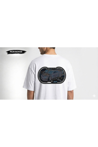 PERISENSE تي شيرت للجنسين من نوع Drift car BLUEPRINT schematic مطبوع Premium ...