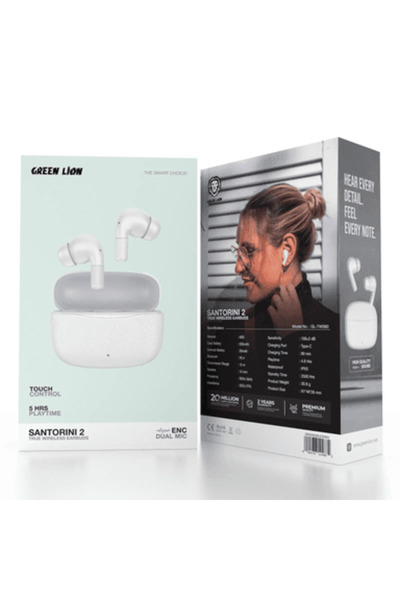 Green Lion Santorini 2 True Wireless Earbuds TWS - White