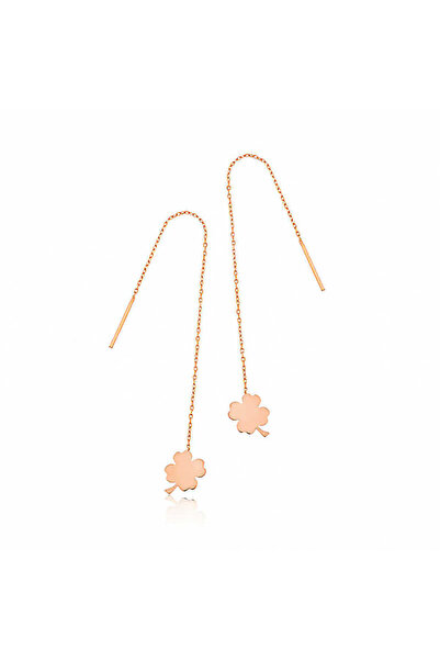 BlackCraft أقراط نسائية بسلسلة من الفضة والبرسيم