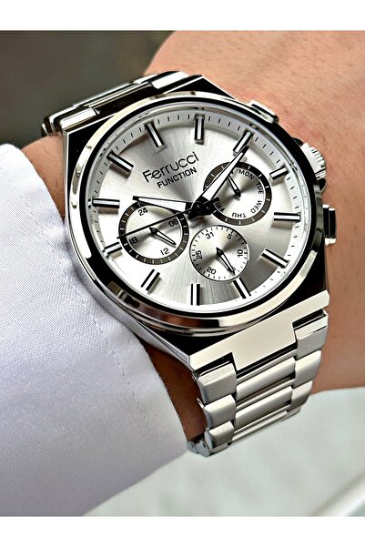 Ferrucci Men's Wristwatch with Function Silver Color Steel Cord Frc2036Mr