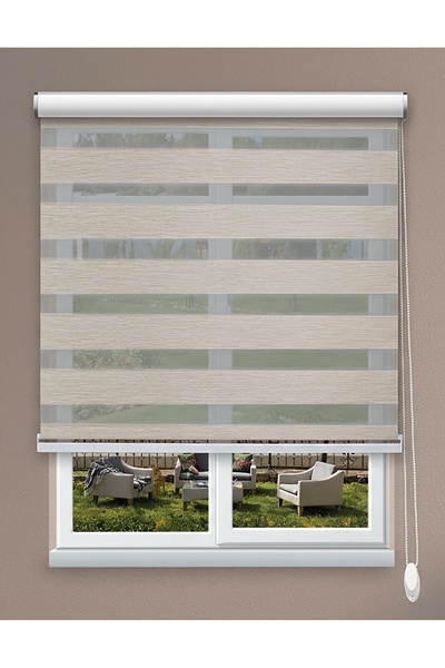 Perdego Gelincik Serisi Kırçıllı Krem Rengi - Yüksek Kaliteli Bambu Zebra Perde