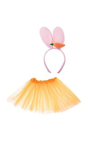 OEM Παιδικό κοστούμι, φούστα και κορδέλα με λαγουδάκι, πορτοκαλί/ροζ, μέγεθος...