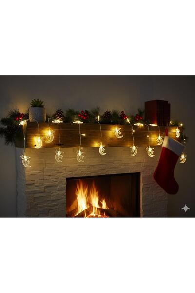 TATLI GÜNLER 1,5 Metre Ay & 3 Yıldız 2 Pilli LED – Ramazan Ay Yıldız Işık – P...