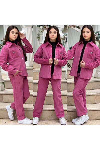 Burçak Butik قميص مخملي شتوي للفتيات قماش مجدّل - بنطلون - بادي بأكمام طويلة ...