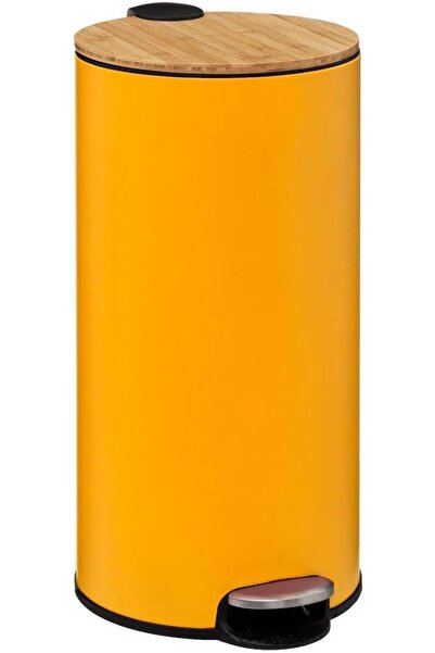 5FIVE Modern Metal Pedallı/Bambu Kapak 30 L Çöp Kutusu