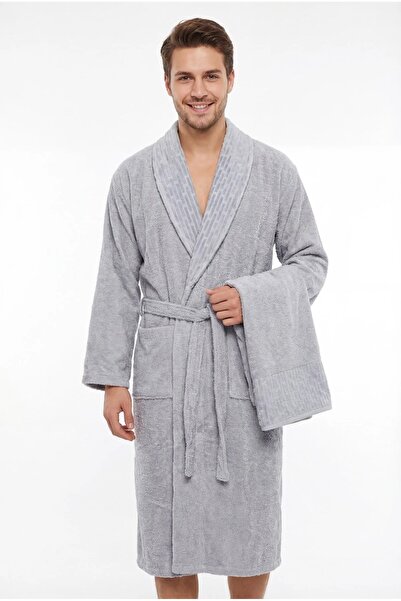 Bella Home Su Yolu 2 Piece Bathrobe Set - Bathrobe & Head Towel - 100% Cotton