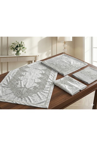Sfr Home by FİSKOS French Lace Velvet Praying Mat Set 4 Pieces