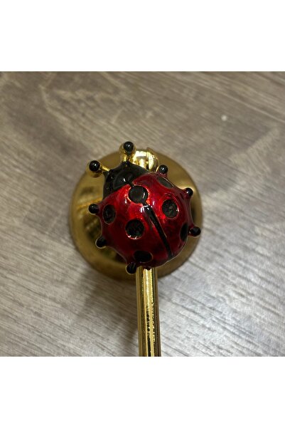 Mercan Tasarım Atölyesi KIRMIZI UĞUR BÖCEKLİ METAL MUM SÖNDÜRÜCÜ-GOLD