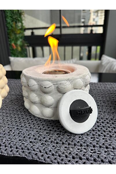 HALFART Gri Masaüstü Bioetanol Şömine Beton Gövdeli Söndürücü Kapaklı