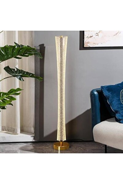 ACCEPT LED floor lamp with a gold base and a three-light switch