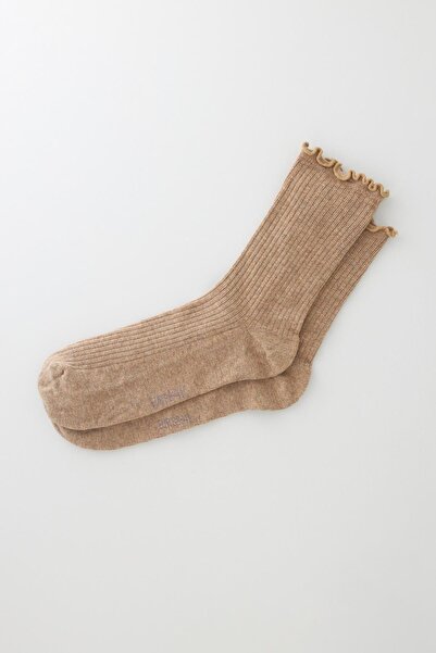 Katia&Bony Kadın Kahverengi Bileği Fırfırlı Soket Çorap