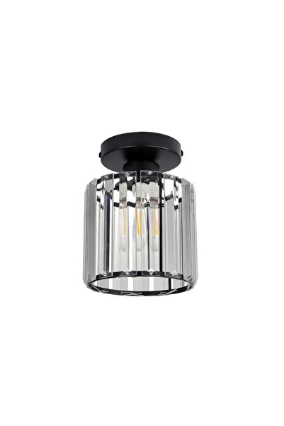 Klausen Esra PL1 E27 chandelier, black metal, transparent glass
