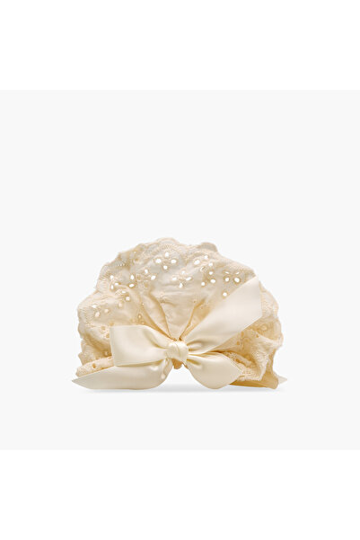 Lifestyle Hair Clamp with Bow and Schiffli Design